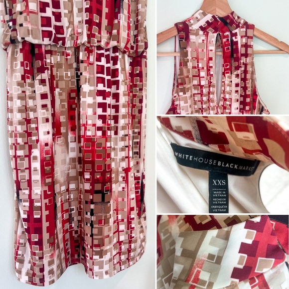 Retro Pattern Sleeveless Mock Neck Dress ✨ White House Black Market (XXS) - Picture 2 of 5